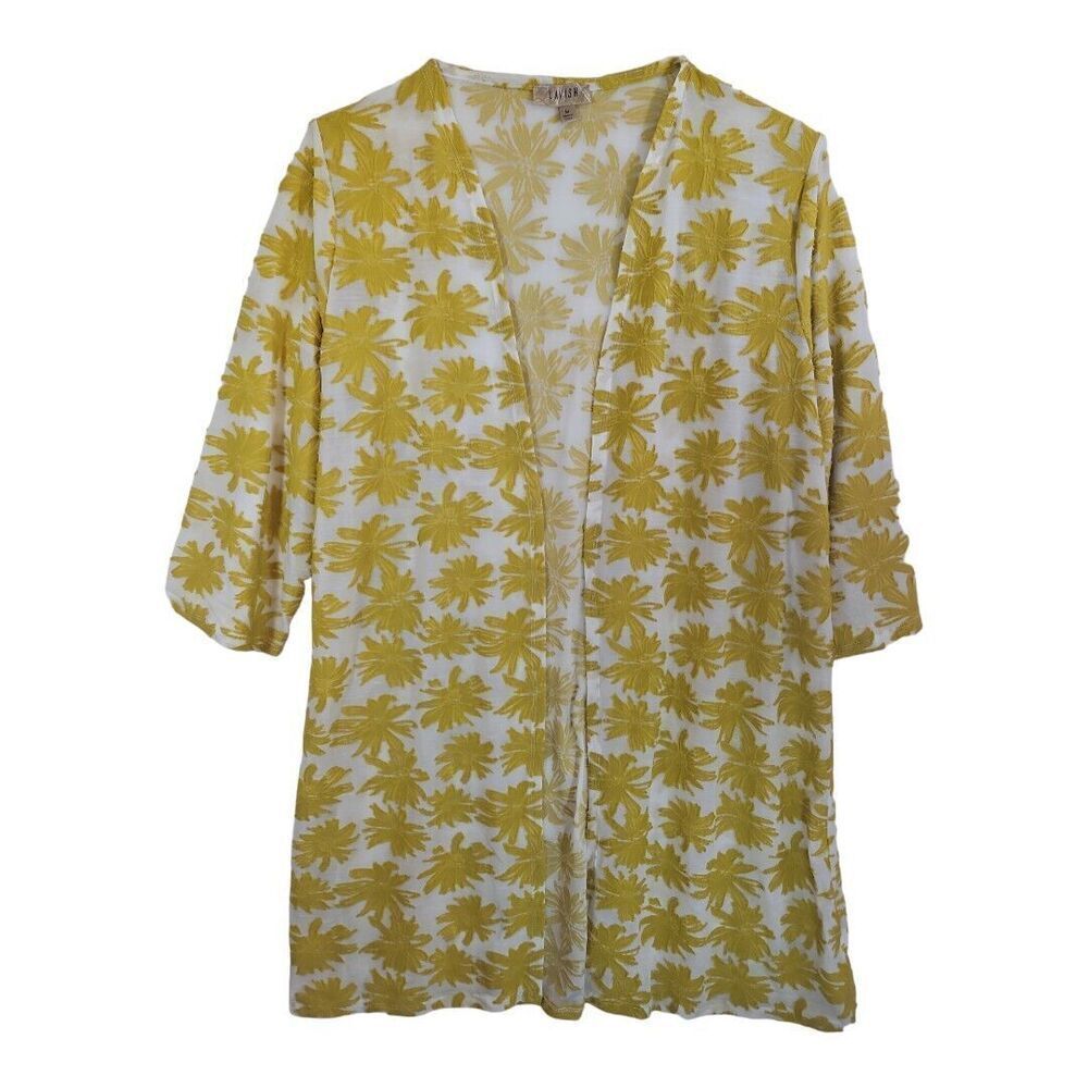 Lavish Bathing Suit  Cover Up Duster Jacket Sheer Floral Size M